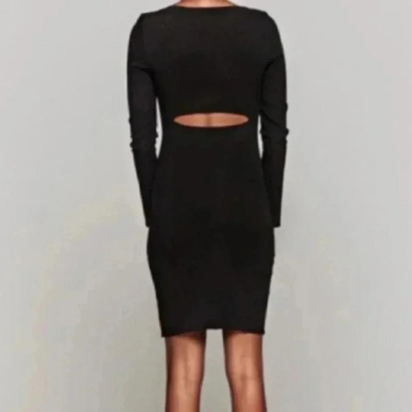 Helmut Lang Open Back Cutout Bodycon Black Long Sleeve Mini Dress Size Small - Picture 2 of 8